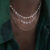 Sterling silver necklace showcasing a neat front row of stones