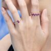 925 Sterling Silver Baguette Ruby and Diamond Wedding Ring - Image 2