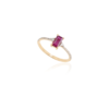 925 Sterling Silver Baguette Ruby and Diamond Wedding Ring - Image 3