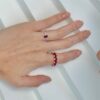 925 Sterling Silver Baguette Ruby and Diamond Wedding Ring - Image 4