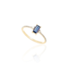 925 Sterling Silver Baguette Shape Blue Sapphire and Diamond Ring - Image 2