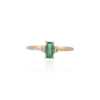 925 Sterling Silver Baguette Shape Emerald and Diamond Ring