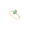 925 Sterling Silver Baguette Shape Emerald and Diamond Ring - Image 2