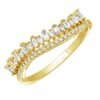 Baguette-set Premium CZ Diamond accents on a wave ring