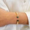 Slim Balance bracelet in 925 sterling silver with malachite accent
