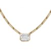 925 Sterling Silver Bar Illusion Emerald Cut Bezel Diamond Necklace - Image 3