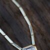 925 Sterling Silver Bar Illusion Emerald Cut Bezel Diamond Necklace - Image 4