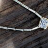 925 Sterling Silver Bar Illusion Emerald Cut Bezel Diamond Necklace - Image 5