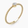 925 Sterling Silver Beaded Minimalist Diamond Ring
