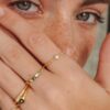 925 Sterling Silver Beaded Minimalist Diamond Ring - Image 2