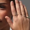 925 Sterling Silver Beaded Minimalist Diamond Ring - Image 3