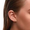 925 Sterling Silver Beaded Small Huggie Hoop Earrings - Image 2