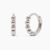 925 Sterling Silver Beaded Small Huggie Hoop Earrings - Image 7