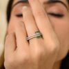 925 Sterling Silver Belt Buckle Ring Emerald and Diamond - Image 3