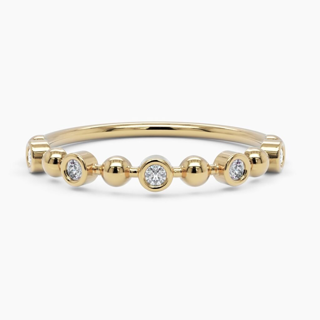 925 Sterling Silver Bezel Ring 5 Diamond