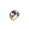 925 Sterling Silver Black Shield Ruby Diamond Ring
