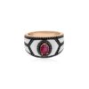 925 Sterling Silver Black Shield Ruby Diamond Ring - Image 3