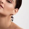 925 Sterling Silver Blackthorn Drop Leaf Earrings Black Spinel and Black Pearl - Image 3