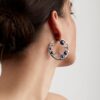 925 Sterling Silver Blackthorn Hoop Earrings and Black Pearl - Image 3