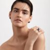 925 Sterling Silver Blackthorn Pearl Leaf Ring Black Spinel and Black Pearl - Image 2