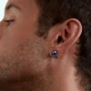 925 Sterling Silver Blackthorn Stud Earrings Black Spinel and Black Pearl - Image 3