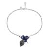 Sterling silver bracelet with black pearls and leaf details
