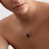 925 Sterling Silver Blackthorn Triple Pearl Leaf Pendant Black Spinel and Black Pearl - Image 3