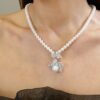 925 Sterling Silver Blooming Pearl Diamond Pendant - Image 2