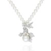 925 Sterling Silver Blooming Pearl Diamond Pendant - Image 3