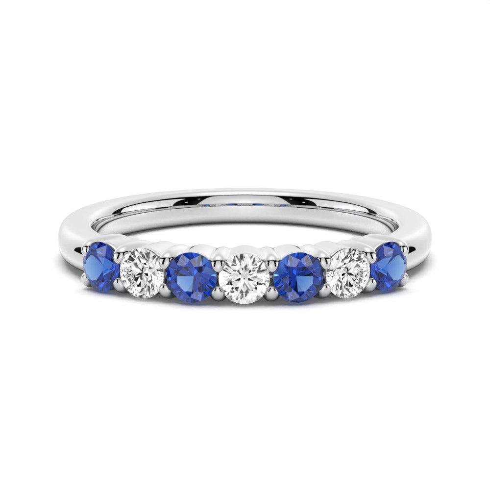 925 Sterling Silver Blue Sapphire and White Sapphire Anniversary Band