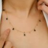 925 Sterling Silver Blue Sapphire Charm Station Diamond Necklace - Image 2