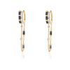 925 Sterling Silver Blue Sapphire Diamond Dangling Chain Earrings