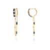 925 Sterling Silver Blue Sapphire Diamond Dangling Chain Earrings - Image 4