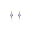 925 Sterling Silver Blue Sapphire Diamond Helix Earrings