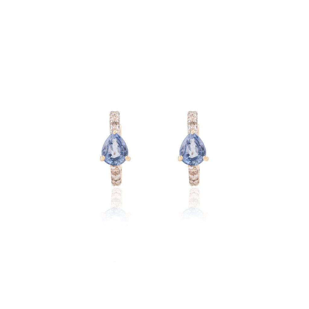 925 Sterling Silver Blue Sapphire Diamond Helix Earrings