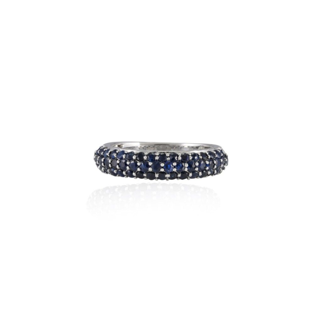 925 Sterling Silver Blue Sapphire Dome Style Band