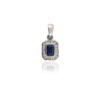 925 Sterling Silver blue sapphire halo pendant with octagon shape