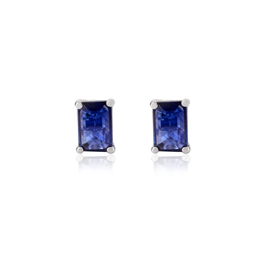 925 Sterling Silver Blue Sapphire Stud Earrings