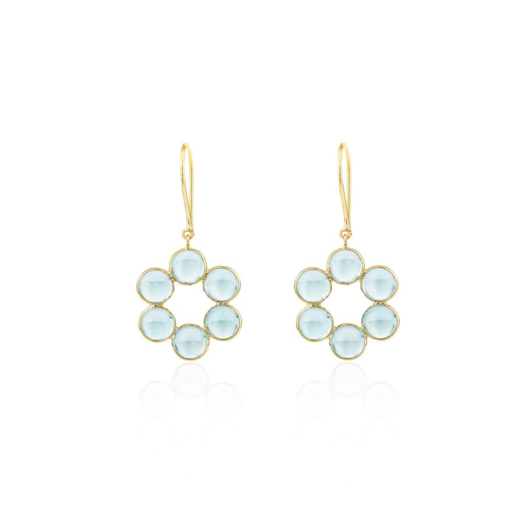 925 Sterling Silver Blue Topaz Bubble Dangle Earrings
