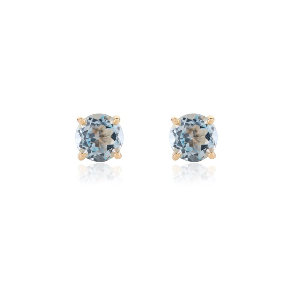 925 Sterling Silver Blue Topaz Round Solitaire Stud