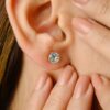 925 Sterling Silver Blue Topaz Round Solitaire Stud - Image 2