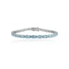 925 Sterling Silver Blue Topaz Tennis Diamond Bracelet - Image 3