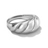 Croissant-inspired sterling silver ring with a strong profile