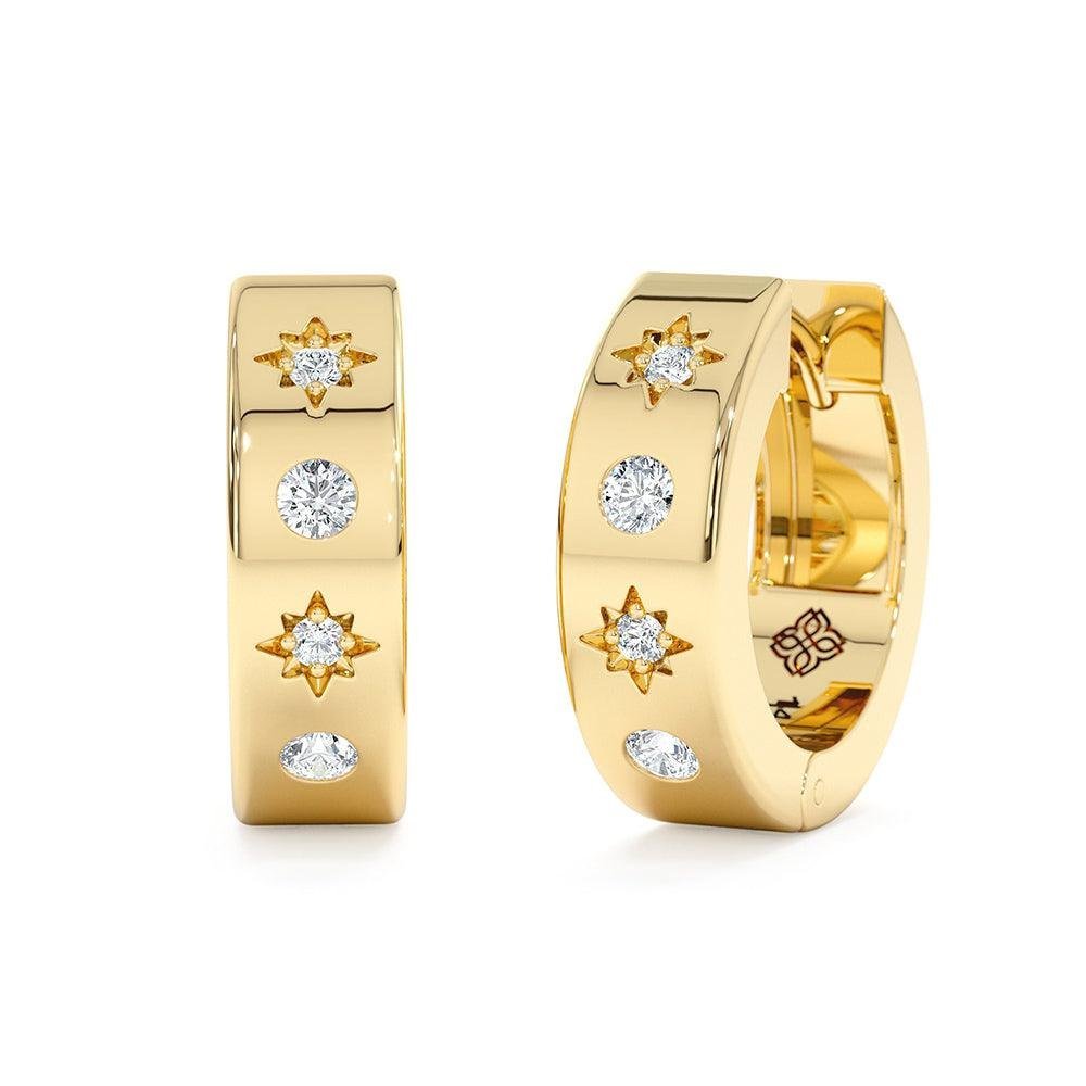 925 Sterling Silver Bold Starburst Hoop Earrings