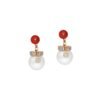 925 Sterling Silver Bonbon earrings with coral, pearl and diamond details
