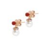 Modern bonbon earrings in silver with mixed coral and pearl stones