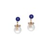 925 Sterling Silver Bonbon Lapis Diamond Pearl Earrings