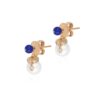 925 Sterling Silver Bonbon Lapis Diamond Pearl Earrings - Image 3