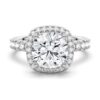 925 Sterling Silver Brilliant Halo Round Diamond Engagement Ring