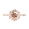 925 Sterling Silver Brown Diamond Single Band Hex Ring